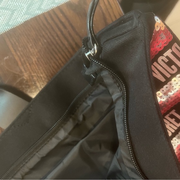 Victoria's Secret Women’s Black and Silver Zipper Tote - Picture 3 of 4